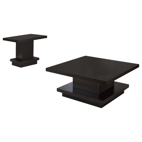 Reston Cappuccino 2-Piece Square Coffee and End Table Set by Coaster at Eve Furniture