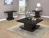 Reston Cappuccino 3-Piece Square Coffee and End Table Set by Coaster at Eve Furniture