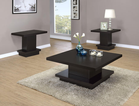 Reston Cappuccino 3-Piece Square Coffee and End Table Set by Coaster at Eve Furniture