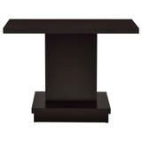 Reston Cappuccino Pedestal Sofa Table by Coaster at Eve Furniture