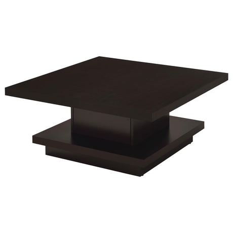 Reston Cappuccino Pedestal Square Coffee Table by Coaster at Eve Furniture