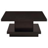 Reston Cappuccino Pedestal Square Coffee Table by Coaster at Eve Furniture
