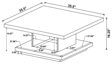 Reston Cappuccino Pedestal Square Coffee Table by Coaster at Eve Furniture