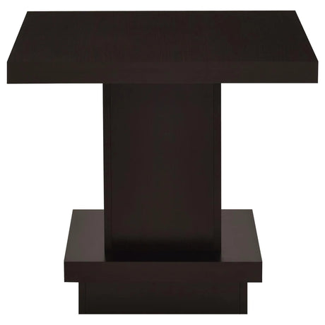 Reston Cappuccino Pedestal Square End Table by Coaster at Eve Furniture