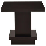 Reston Cappuccino Pedestal Square End Table by Coaster at Eve Furniture