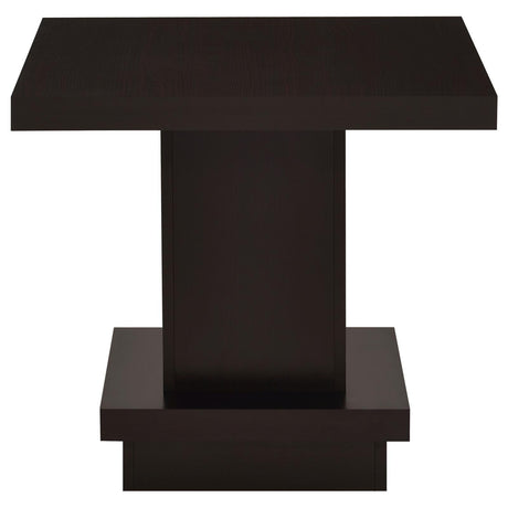 Reston Cappuccino Pedestal Square End Table by Coaster at Eve Furniture