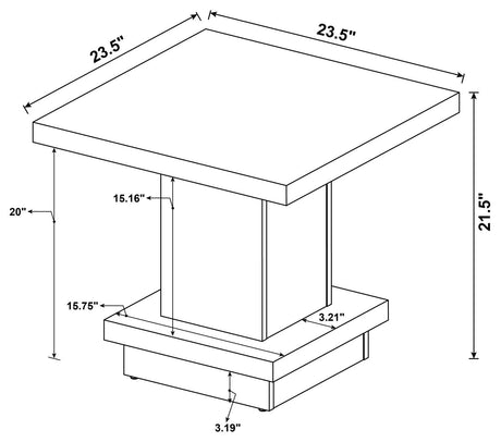 Reston Cappuccino Pedestal Square End Table by Coaster at Eve Furniture