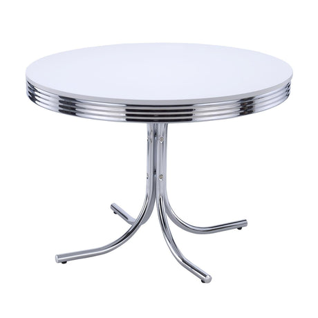 Retro Glossy White/Black 5-Piece Round Dining Set