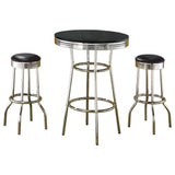 Retro Black 3-Piece Round 1950s Bistro Pub Bar Table Set by Coaster at Eve Furniture