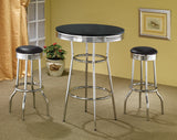 Retro Black 3-Piece Round 1950s Bistro Pub Bar Table Set by Coaster at Eve Furniture