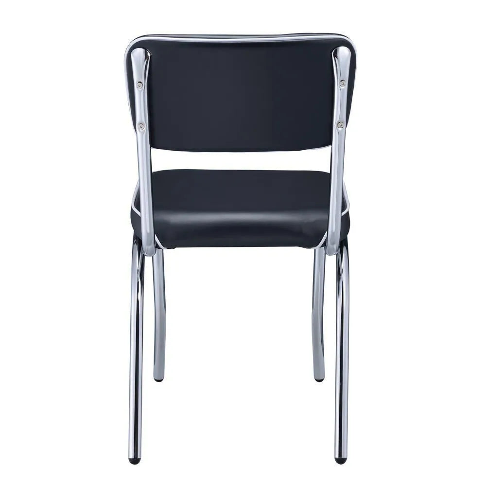 Retro Black/Chrome Open Back Side Chairs, Set of 2 by Coaster at Eve Furniture