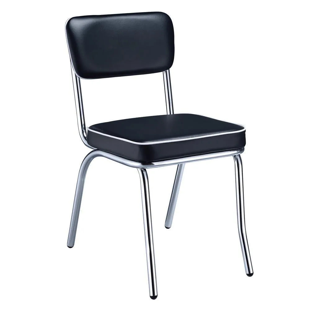Retro Black/Chrome Open Back Side Chairs, Set of 2 by Coaster at Eve Furniture