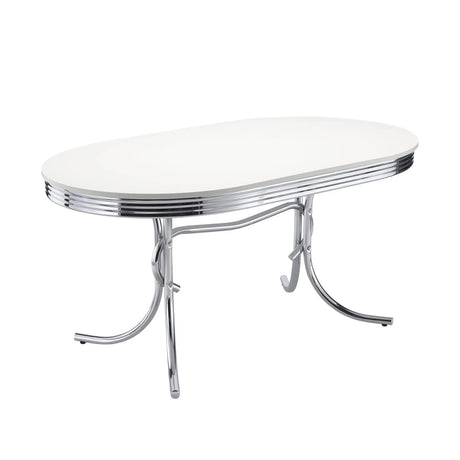 Retro Glossy White/Black 5-Piece Oval Dining Set by Coaster at Eve Furniture