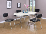 Retro Glossy White/Black 5-Piece Oval Dining Set by Coaster at Eve Furniture