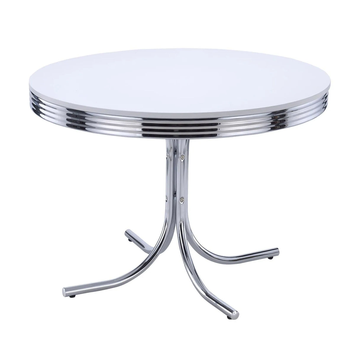 Retro Glossy White/Black 5-Piece Round Dining Set by Coaster at Eve Furniture