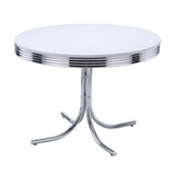 Retro Glossy White/Black 5-Piece Round Dining Set by Coaster at Eve Furniture