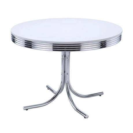 Retro Glossy White/Black 5-Piece Round Dining Set by Coaster at Eve Furniture
