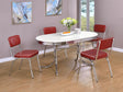 Retro Glossy White/Red 5-Piece Oval Dining Set by Coaster at Eve Furniture