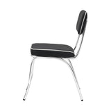 Retro Black/Chrome Open Back Side Chairs, Set of 2