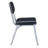 Retro Black/Chrome Open Back Side Chairs, Set of 2