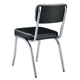 Retro Black/Chrome Open Back Side Chairs, Set of 2