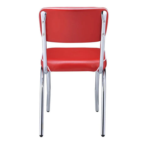 Retro Red/Chrome Open Back Side Chairs, Set of 2 by Coaster at Eve Furniture