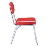 Retro Red/Chrome Open Back Side Chairs, Set of 2 by Coaster at Eve Furniture