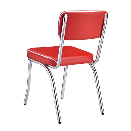 Retro Red/Chrome Open Back Side Chairs, Set of 2 by Coaster at Eve Furniture