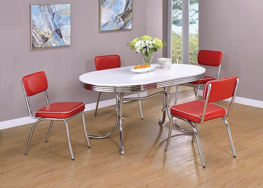 Retro Red/Chrome Open Back Side Chairs, Set of 2 by Coaster at Eve Furniture