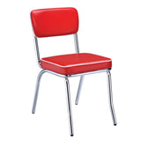 Retro Red/Chrome Open Back Side Chairs, Set of 2 by Coaster at Eve Furniture