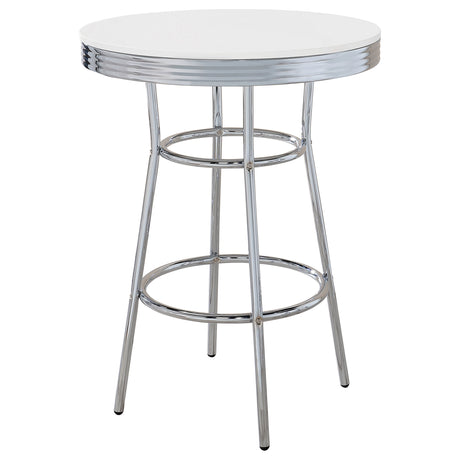 Retro White 3-Piece Round 1950s Bistro Pub Bar Table Set by Coaster at Eve Furniture