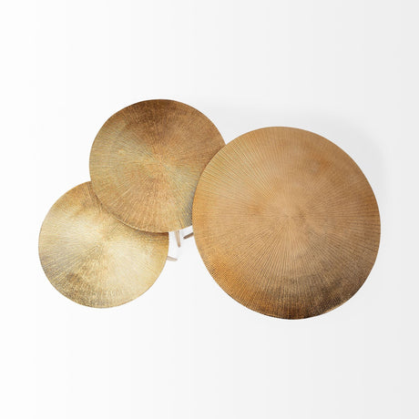 Reva I (Large) Gold Round Top Cast Aluminum Accent Table by Mercana at Eve Furniture