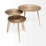 Reva III (Small) 16L x 16W Gold Round Top Cast Aluminum Accent Table by Mercana at Eve Furniture