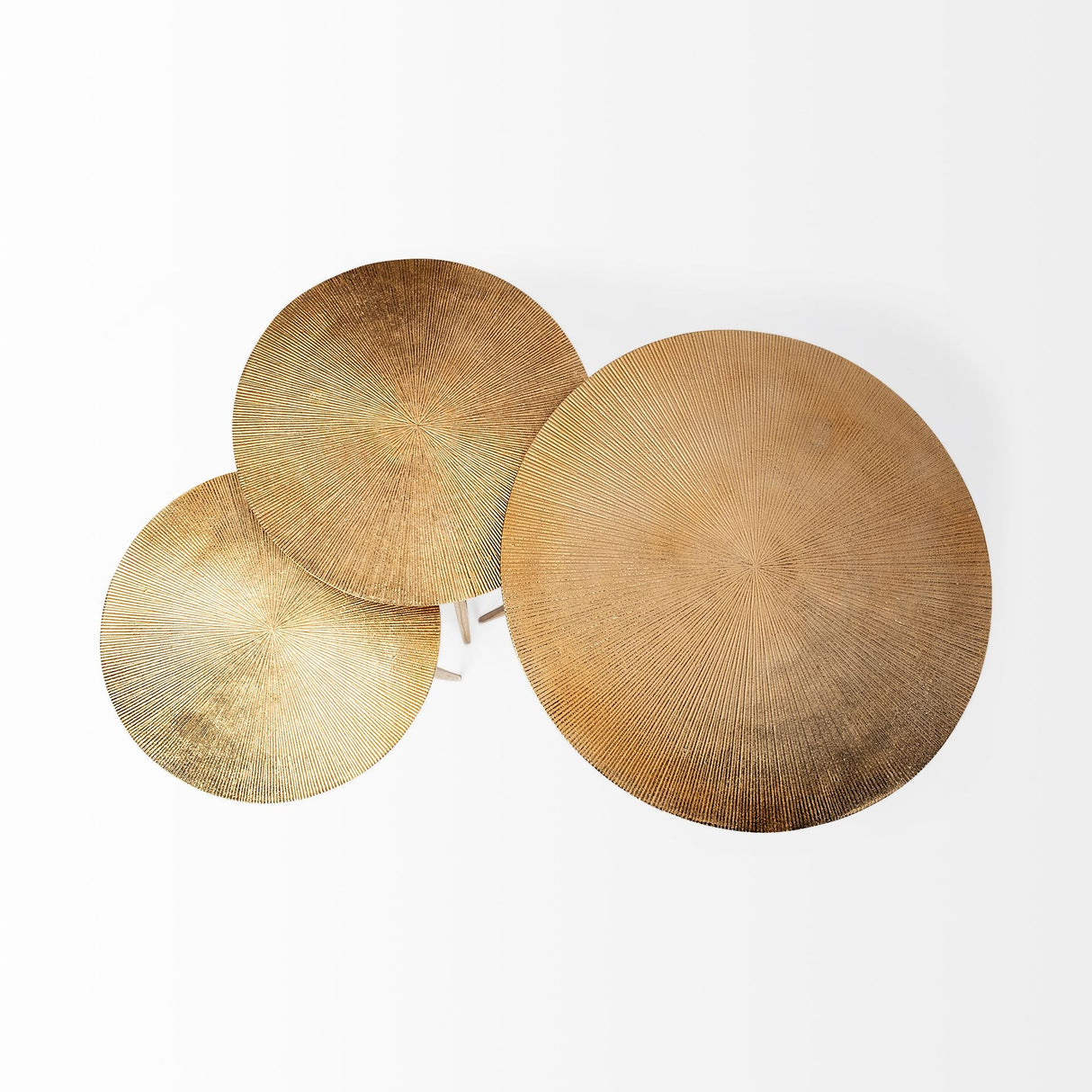 Reva III (Small) 16L x 16W Gold Round Top Cast Aluminum Accent Table by Mercana at Eve Furniture