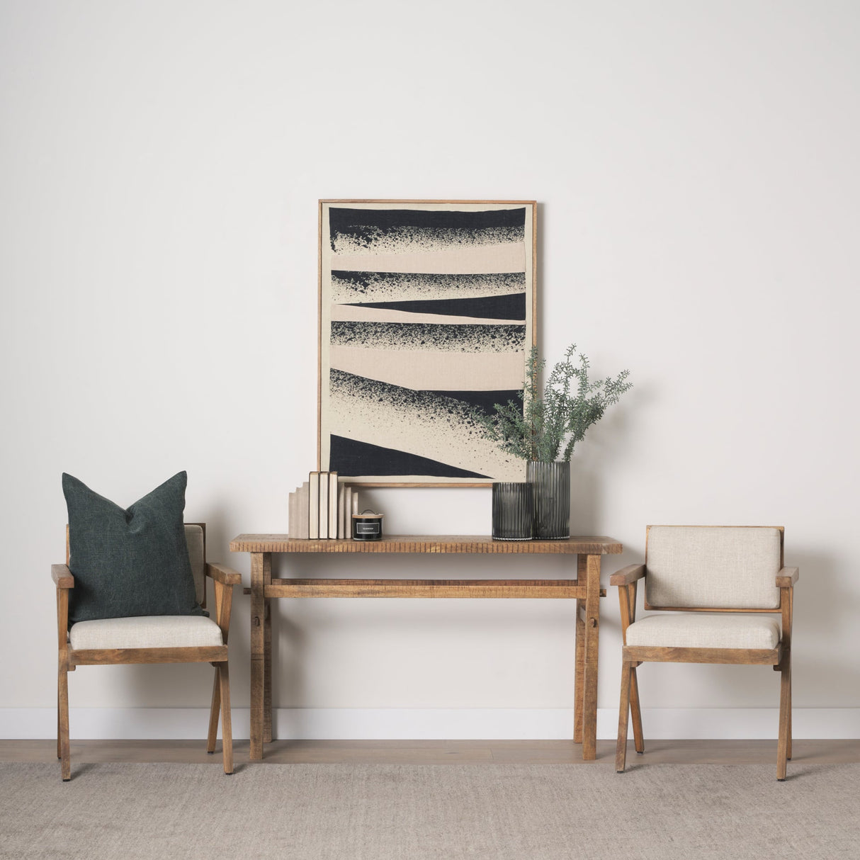 Revelin Large Fabric Collage Framed Linen Framed Wall Art by Mercana at Eve Furniture