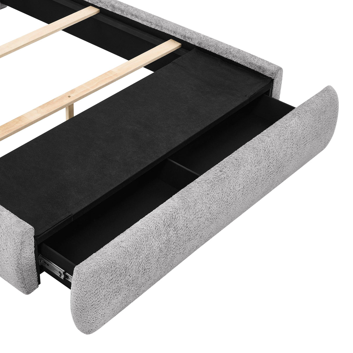 Reverie Pewter King Bed with Drawer by Crown Mark at Eve Furniture