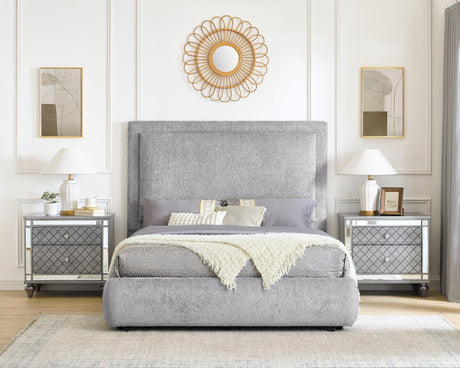Reverie Pewter King Bed with Drawer by Crown Mark at Eve Furniture