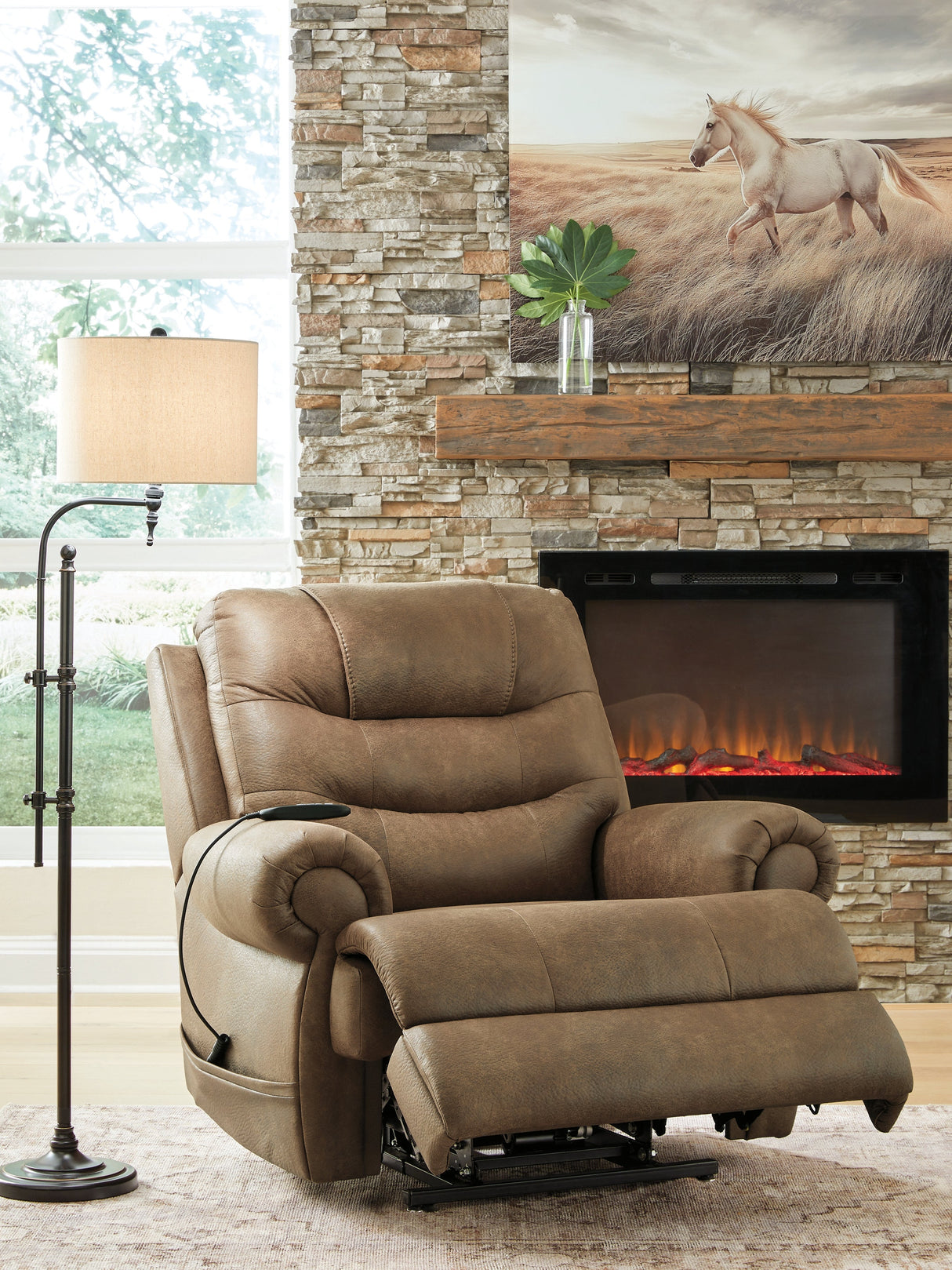 Revived and Restored Earth Power Lift Recliner by Ashley at Eve Furniture