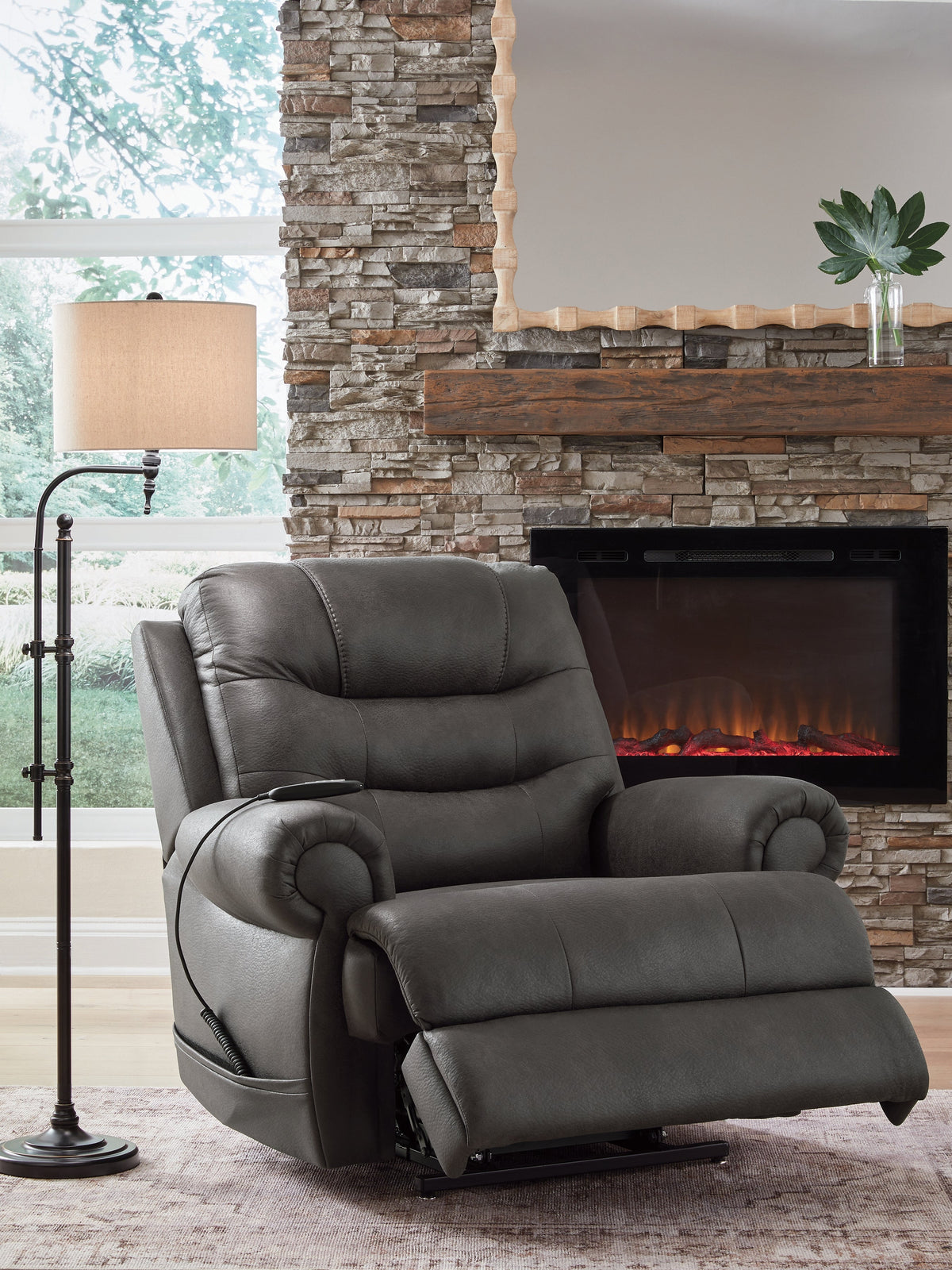 Revived and Restored Granite Power Lift Recliner by Ashley at Eve Furniture