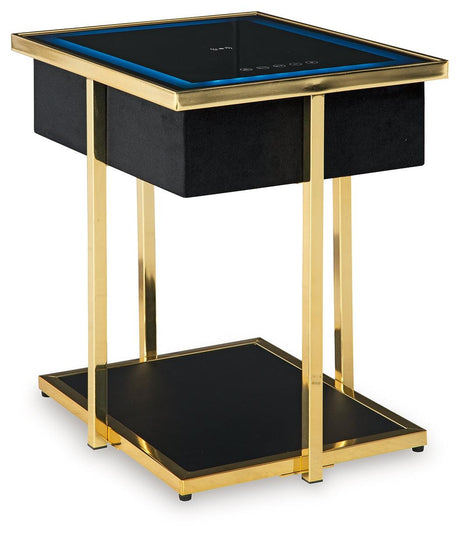 Rexwell Black/Gold Finish Accent Table with Speaker by Ashley - Eve Furniture