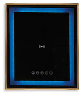 Rexwell Black/Gold Finish Accent Table with Speaker by Ashley at Eve Furniture