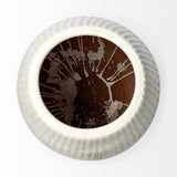 Reyan Small Pearl White Ceramic Striped Vase by Mercana at Eve Furniture