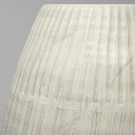 Reyan Small Pearl White Ceramic Striped Vase by Mercana at Eve Furniture
