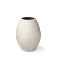 Reyan Small Pearl White Ceramic Striped Vase by Mercana at Eve Furniture