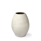 Reyan Small Pearl White Ceramic Striped Vase by Mercana at Eve Furniture