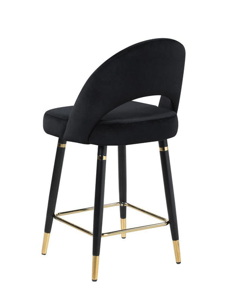 Reyes Black Arched Back Upholstered Counter Height Stools, Set of 2 by Coaster at Eve Furniture