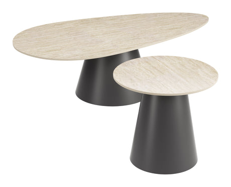 Reyes Natural & Black Coffee Table Set (2-Piece) by Zuomod at Eve Furniture