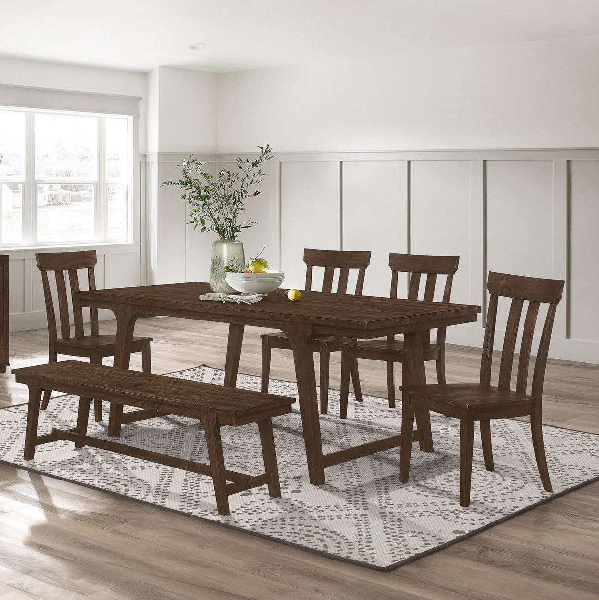 Reynolds Brown Oak 6-Piece Rectangular Dining Set