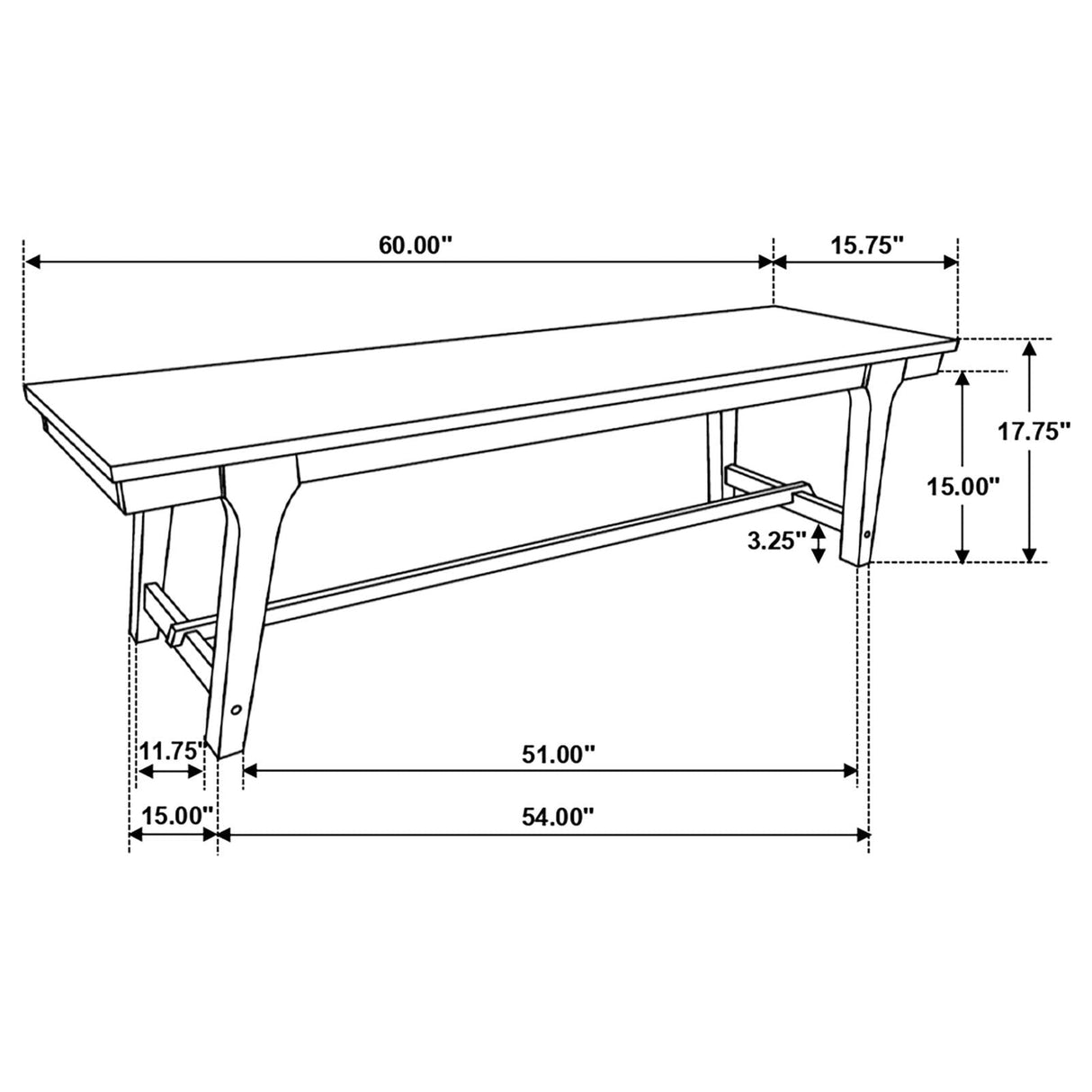 Reynolds Brown Oak Rectangular Trestle Base Dining Bench