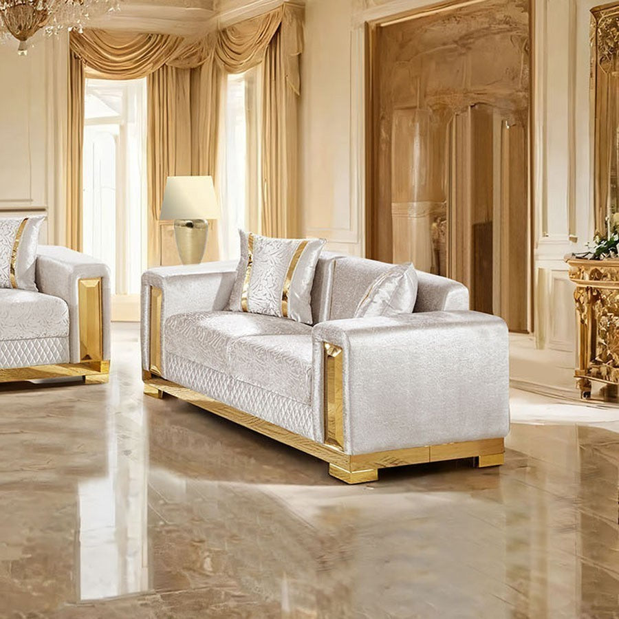 Valdosta Beige/Gold Sofa & Loveseat by Furniture of America at Eve Furniture